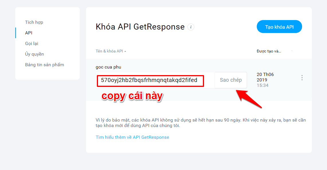 copy khoa API getresponse