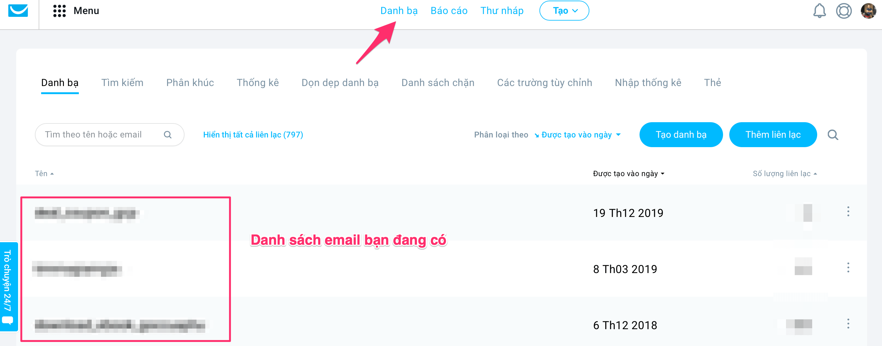 danh sách email marketing getresponse 